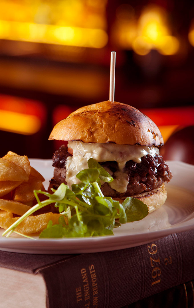 One of the great burgers from our menu at the Tatton Arms